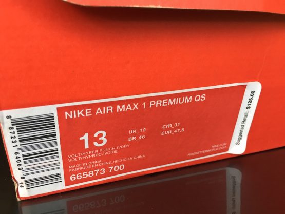 Nike Air Max 1 Premium QS Magista Volt/Punch (2013) - Image 6