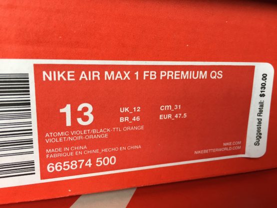 Nike Air Max 1 FB Premium QS Mercurial Atomic Violet (2013) - Image 5