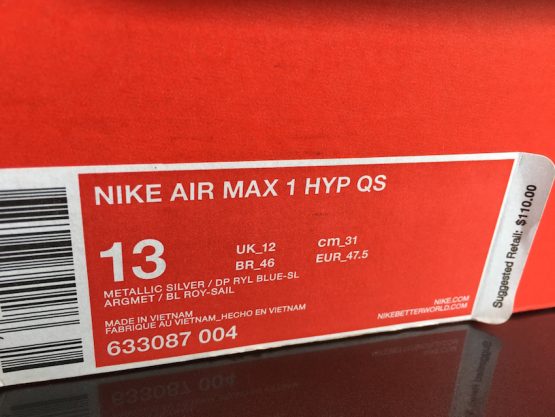 Nike Air Max 1 Premium Hyperfuse QS Royal (2014) - Image 6
