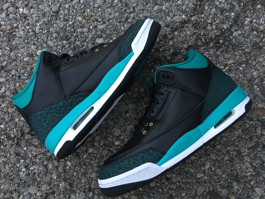 black and teal jordan 3s